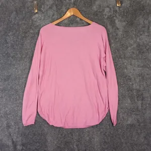 Polo Ralph Lauren High Low V Neck Sweater Womens Pink Cotton Blend Sz M thumbnail 4