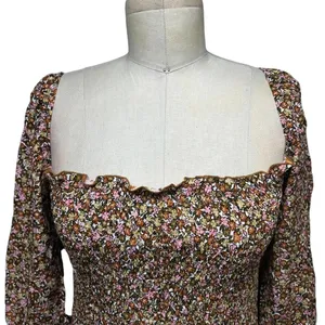 Faithfull The Brand Es‎ Saada Floral Smocked Dress Brown Pink Size 2 thumbnail 4