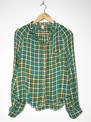 Pilcro Anthropologie Camisa Breezy Ruffle Button Down Shirt Size Large thumbnail 2