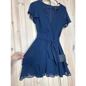 NWT Lulus Sweet Like You Navy Ruffled Mini Dress Party Night Out Short Size S thumbnail 3