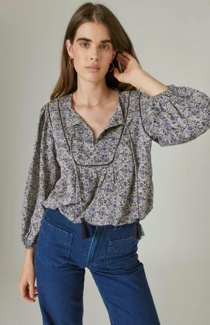 Lucky Brand Floral Peasant Blouse thumbnail 1