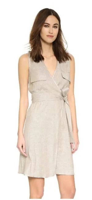 Diane Von Furstenberg DVF Sand Mellany Linen Blend Wrap Dress Size 6 thumbnail 1