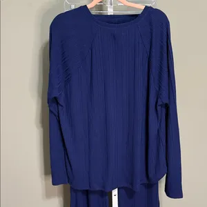Sunday Brunch 2X NWT Rib Knit Lounge Set Deep Blue Soft‎ Comfy Cozy Chic thumbnail 6