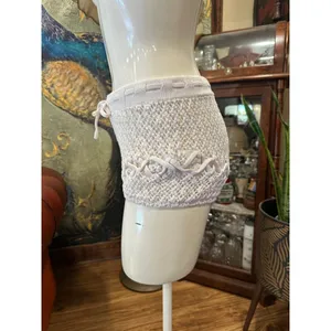 Sugar Thrillz Dolls Kill Crochet Knit Shorts Ivory Cream Cotton Boho Festival M thumbnail 3