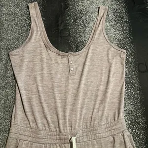 Womens large Vuori Falls wide leg sleeveless henley jumpsuit-rosemary heathered thumbnail 4