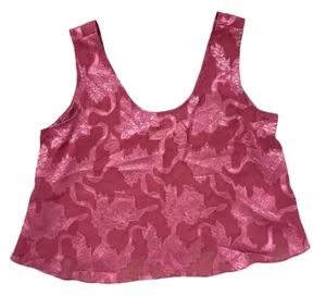Vintage Victoria’s Secret Gold Label Satin Tank Top Pink Floral Size Large thumbnail 1