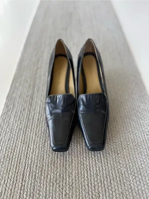 Liz Claiborne Navy Blue Leather Square-Toe Block Heel Loafers Size 8.5 thumbnail 9