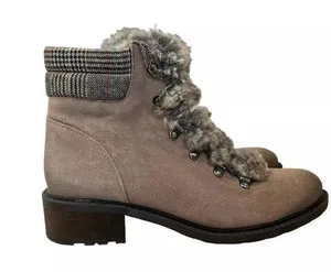 Sam Edelman Tan and Gray Winter Boots with Lace-Up Design and Cozy Collar thumbnail 1