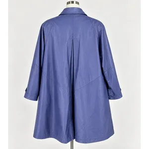 Wilsons Leather Trench Coat Womens M Blue Thinsulate Zip Lining Vintage 90s thumbnail 2