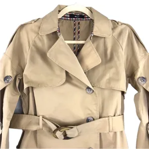 N12H Trench Jacket Sz XS Tan Button Up Sleeve Boho City Chick Rare Preppy NWOT thumbnail 6