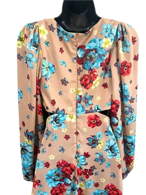 AFRM Anita Babydoll Mini Dress in Aqua Bouquet Sz Small Floral Boho Cottagecore thumbnail 9