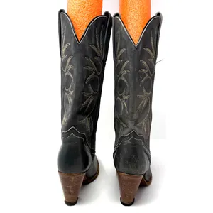 Frye Size 7 Heeled Cowboy Boots Women's Western Black‎ Made in USA Leather thumbnail 4