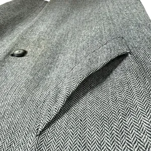 Newport News Vintage Black‎ White Chevron Wool Tweed Long Button Up Pea Coat 14 thumbnail 4