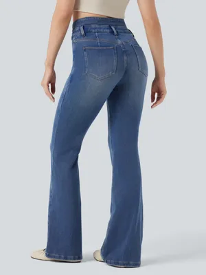 Halara Flex™ Mid Rise Tummy Control Casual Flare Jeans with Pockets thumbnail 2