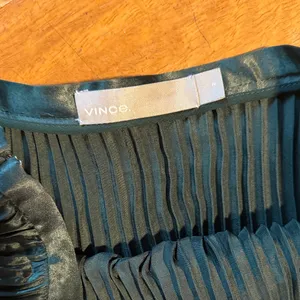 Vince Dark Green A-Line Pleated Skirt thumbnail 2
