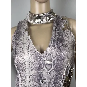 Fab'rik Bodycon Sequins Snakeskin Mini‎ Dress Sz S Cocktail Party Club Sexy Date thumbnail 4