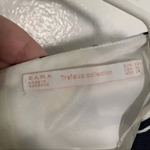 Zara Trafaluc Women's Size XS Sleeveless Deep V-Neck Dress Floral White Blue thumbnail 6