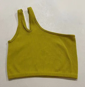 OFFLINE by Aerie One Shoulder Ribbed Crop Tank Top Women’s Small – Lime Green As thumbnail 1