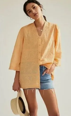 Anthropologie forever that‎ girl Easton Embroidered Tunic Blouse Sz 8 thumbnail 1