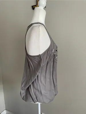 Charming Charlie Grey Sequin & Bead Embellished Tank thumbnail 4
