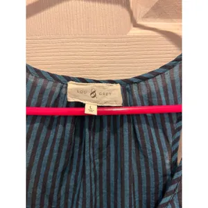 Lou & Grey‎ Womens Teal Black Striped Cotton Tank Top Scoop Neck Large Lagenlook thumbnail 3