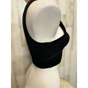 Bozzolo Black Crop Top Womens Medium Ribbed Athletic Tank Sleeveless Stretch thumbnail 7