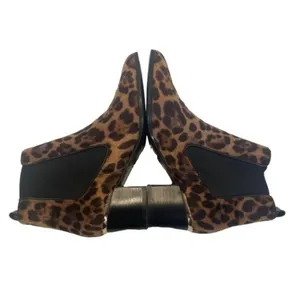 Nine West Leopard Animal Print Faux Fur Ankle Boots Block Heel Slip On Size 7.5 thumbnail 6
