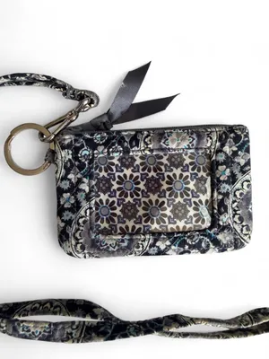 Vera Bradley Blue Floral Wristlet ID Wallet Keychain Pouch thumbnail 3