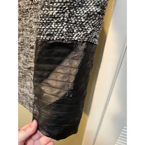 Yoki Outerwear Collection Womens Size Large Coat Jacket Black Gray Tweed Leather thumbnail 12