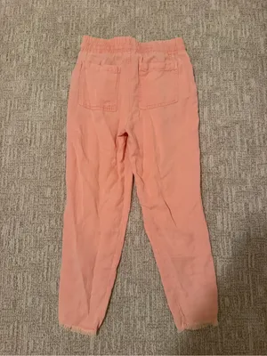 Zara Light Pink Drawstring Linen Blend Pants thumbnail 7