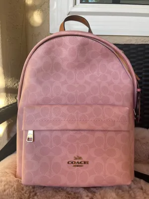 Coach Powder Pink Taylor Small Backpack In Signature Canvas With Charms NWT thumbnail 1