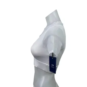 NEW J. Ing Women's White Short Sleeve Cutout Mesh Crew Neck Crop Top Size XS thumbnail 2