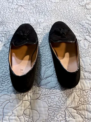 ☀️J.Crew Black Faux Suede Tassel Smoking Loafers Flats Sz 8.5🧡 thumbnail 3