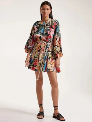 NWT • H&M Tropical Leaf + Floral Mini Tunic Dress thumbnail 8