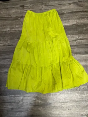 Kommotion NY Lime Green Boho Mx Skirt 100% Cotton Embroidered Sequin Tiered Sz S thumbnail 3
