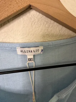 NWT Allina Liu Mitski Pointelle‎ Cardigan Baby Blue Tie Front Womens Size XXS thumbnail 10