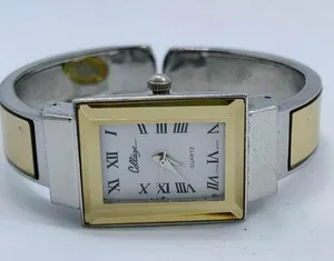 Collage ladies 20mm quartz analog cuff bracelet two tone watch size 6” runs thumbnail 1