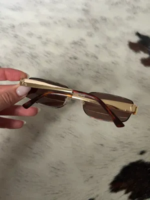 Luv Lou Sunglasses Brown Gold Rectangle thumbnail 3
