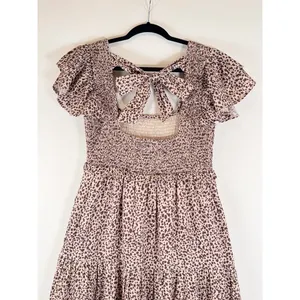 Revolve Majorelle Dress Beige Jade Maxi Cheetah Fit Flare Tiered Smocked Small thumbnail 11