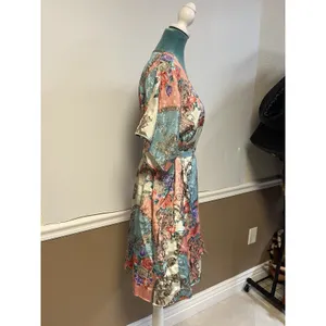 Cinema Etoile Vintage 2 Piece Nightgown Kimono Robe Set Floral Chain Print M/L thumbnail 13