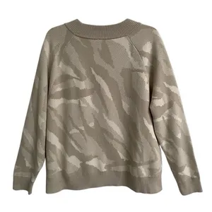 Athleta Multicolor Abstract Textured Crew Neck Pullover Sweater Women‎ L Cream thumbnail 3