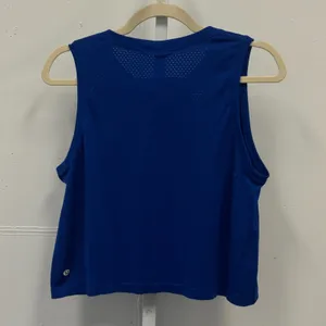 Lululemon Train to Be Cropped Tank Code Blue Perforated Logo Boxy Fit Sz 8 thumbnail 2
