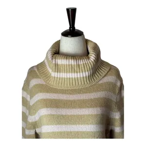 J. Crew Tan And Pink Wool Blend‎ Striped Turtleneck Pullover Sweater Size S thumbnail 3