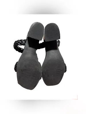 A New Day Braided Heels Women's 7 Faux Leather Black Mule Slip On Minimalist thumbnail 6