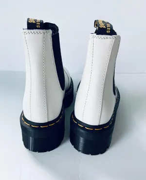 Dr. Martens 2976 Quad Platform Leather Chelsea Ankle Boots in White thumbnail 7