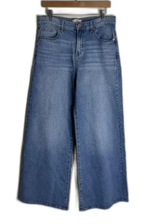Jordache‎ Jeans Womens 6 Blue Baggy Mid-Rise Wide Leg Cropped Denim flare pants thumbnail 1