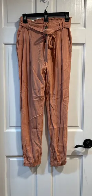 American Eagle Linen Blend Paperbag Pants in Pink Size Medium thumbnail 1