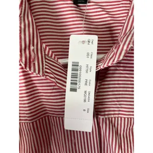 J.Crew Tie-Waist Shirtdress Red White Stripe Cotton Button Front Belted 8 New thumbnail 7