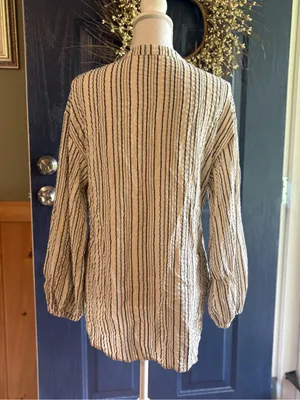 Free People Bishop Sleeves Striped Tunic Blouse Women's Size XS thumbnail 5