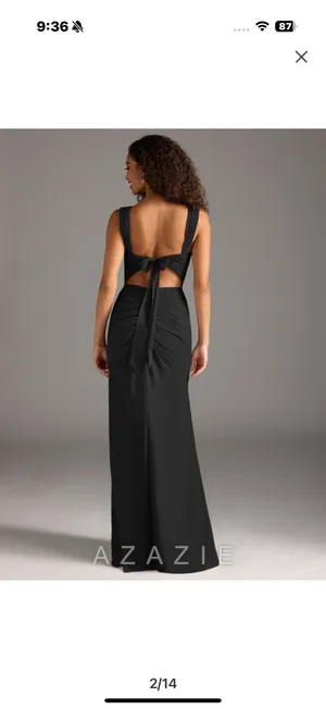 Azazie Bridesmaid Dress Black Chiffon thumbnail 2